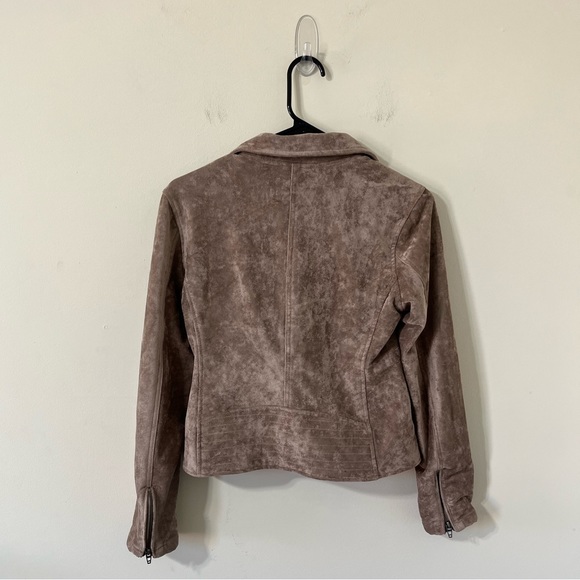 Blank NYC Suede Brown Moto Full Zip Collared Jacket Size XS - Picture 7 of 10